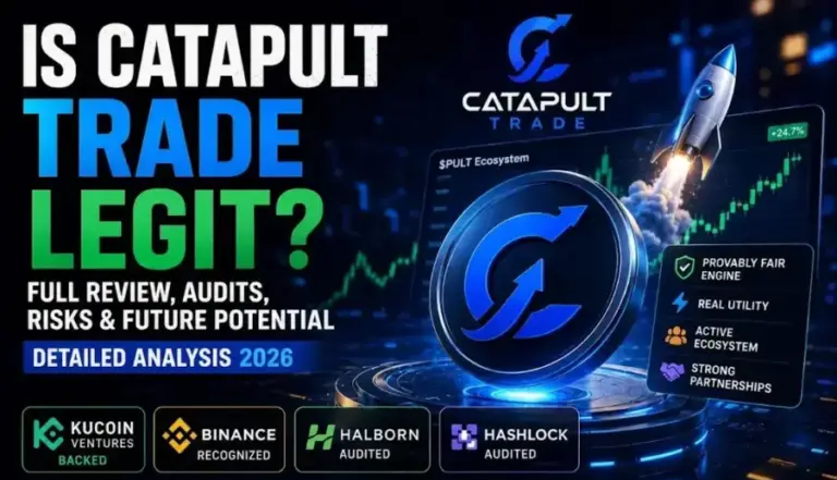 Catapult Trade review showing KuCoin Ventures backing, Halborn audit, Binance recognition, MemeFi acquisition and the future $PULT ecosystem.